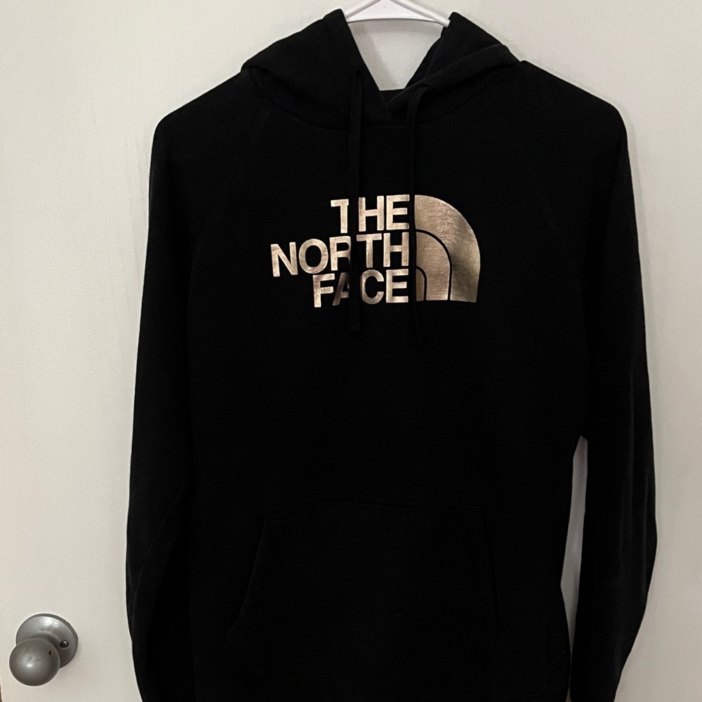 The North Face Black Hoodie with Gold Logo
